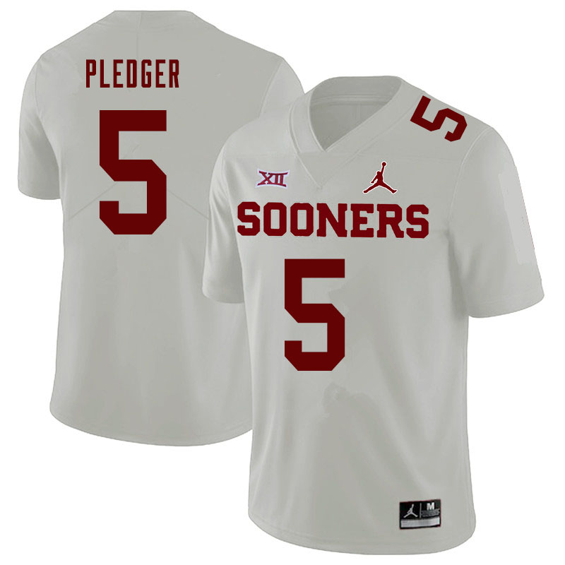 Jordan Brand Men #5 T.J. Pledger Oklahoma Sooners College Football Jerseys Sale-White